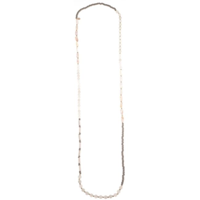 COLLAR LARGO CUENTAS MADERA PIEDRAS 1.2M