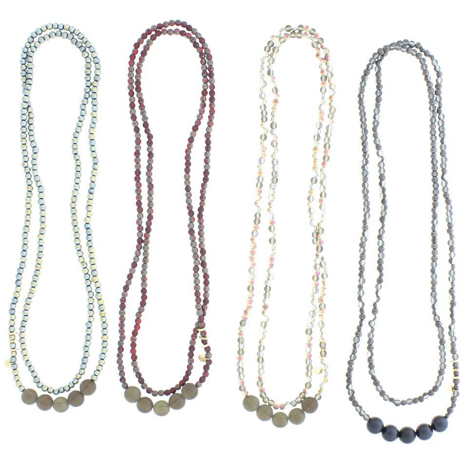 LONG NECKLACE WITH FACETED CRYSTALS 1.5M