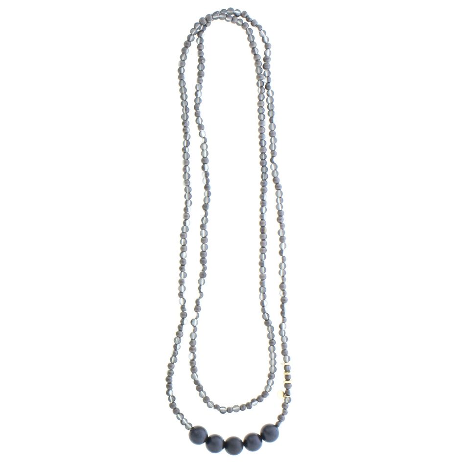 LONG NECKLACE WITH FACETED CRYSTALS 1.5M