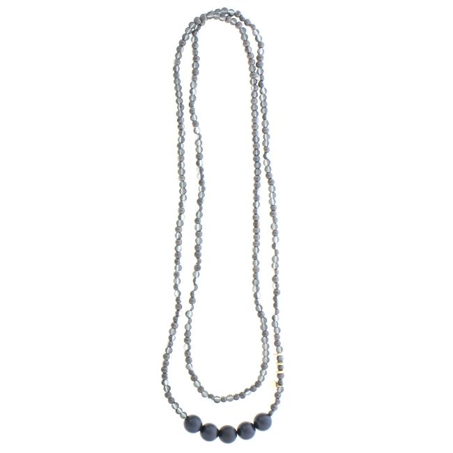LONG NECKLACE WITH FACETED CRYSTALS 1.5M