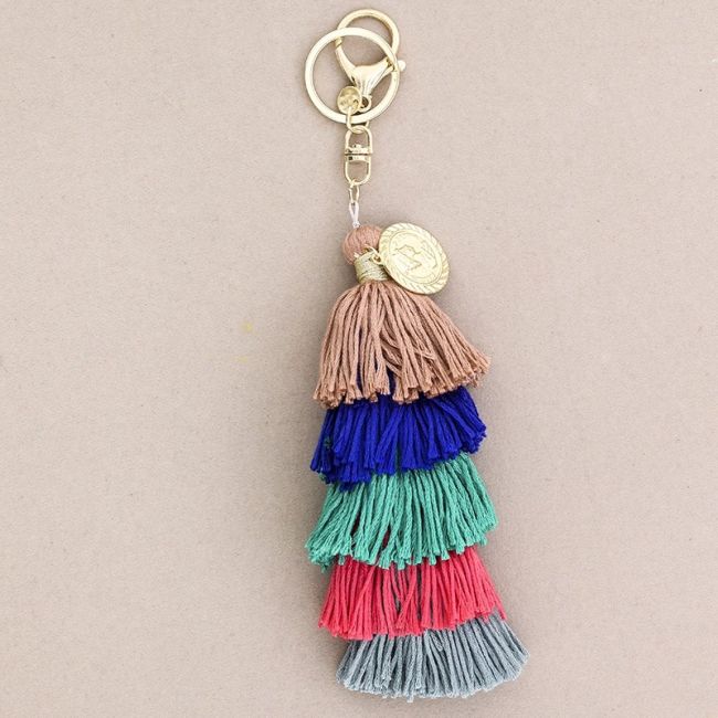 ETHNIC FRINGE KEYCHAIN WITH FIVE LAYERS