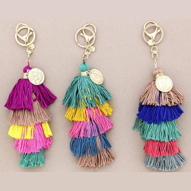 ETHNIC FRINGE KEYCHAIN WITH FIVE LAYERS