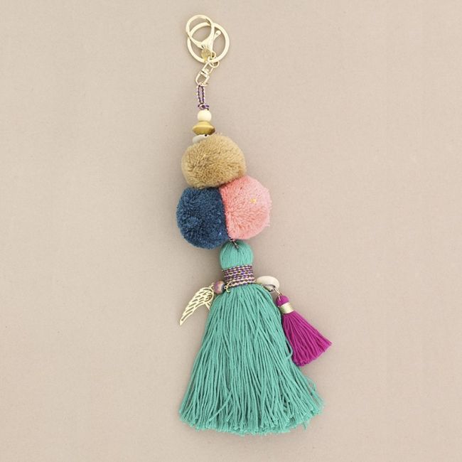 ETHNIC POMPOM FRINGE KEYCHAIN