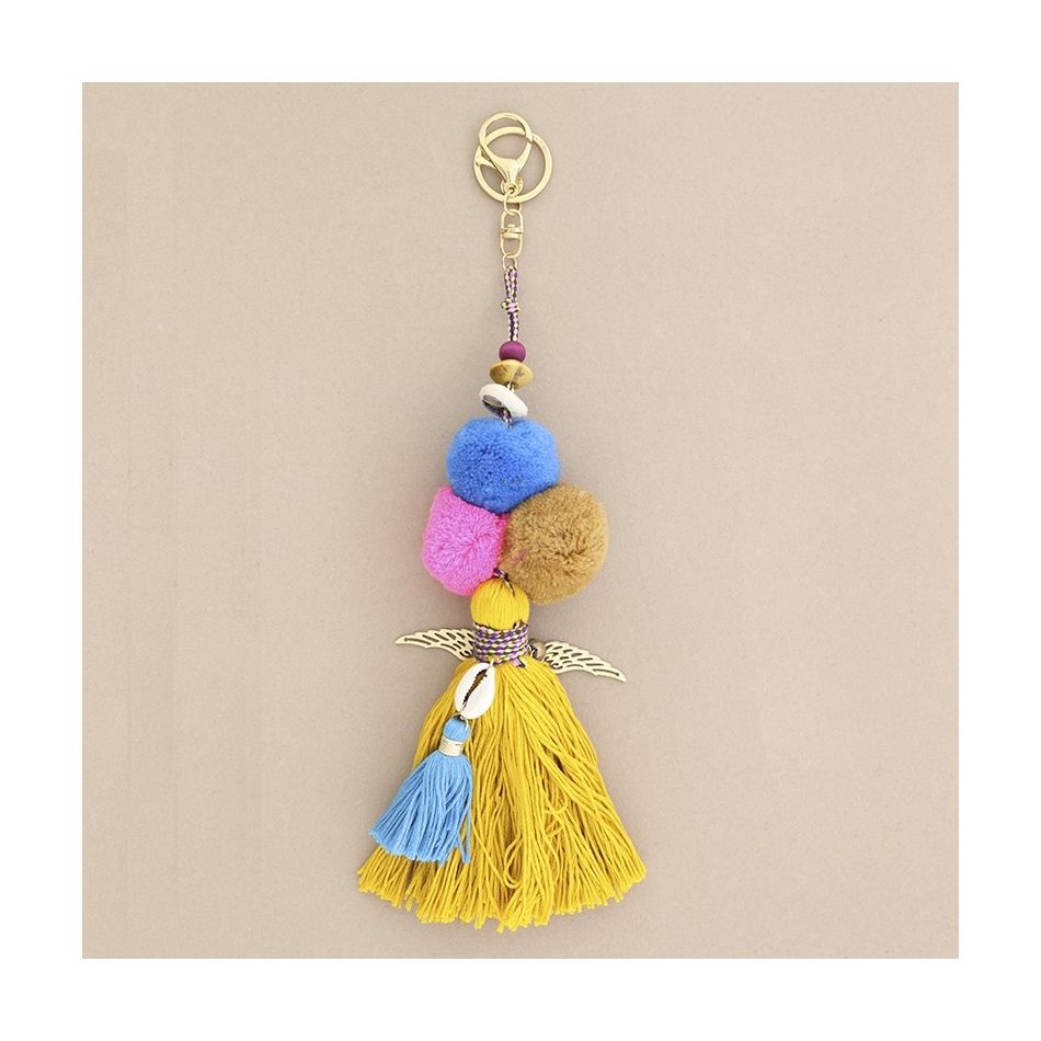 ETHNIC POMPOM FRINGE KEYCHAIN
