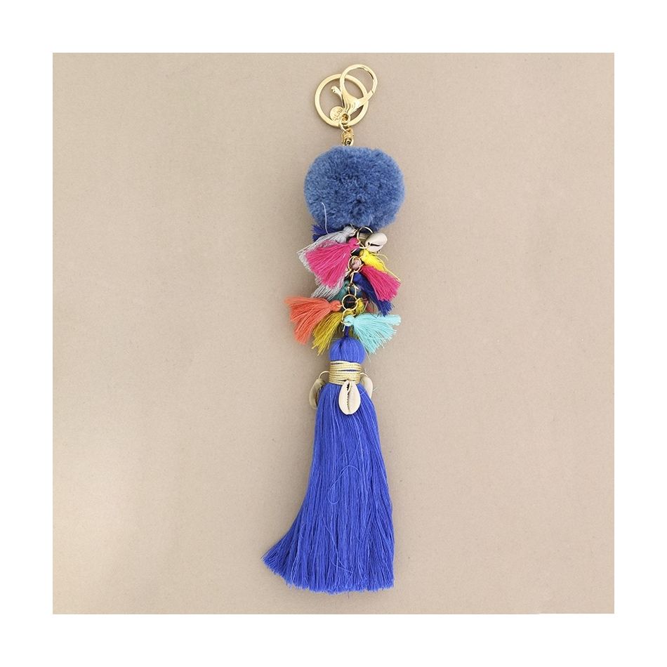 ETHNIC POMPOM FRINGE KEYCHAIN