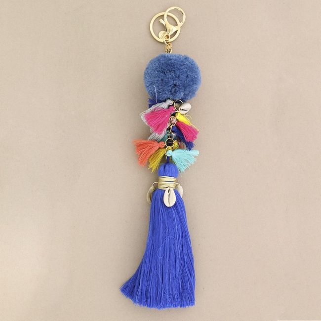 ETHNIC POMPOM FRINGE KEYCHAIN