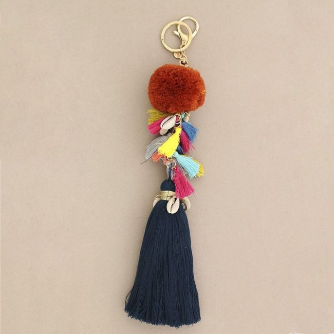 ETHNIC POMPOM FRINGE KEYCHAIN