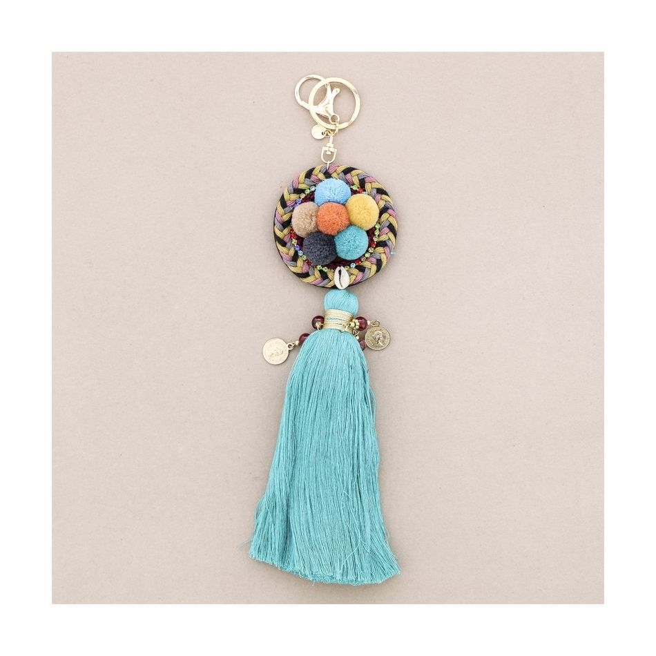 ETHNIC POMPOM FRINGE KEYCHAIN