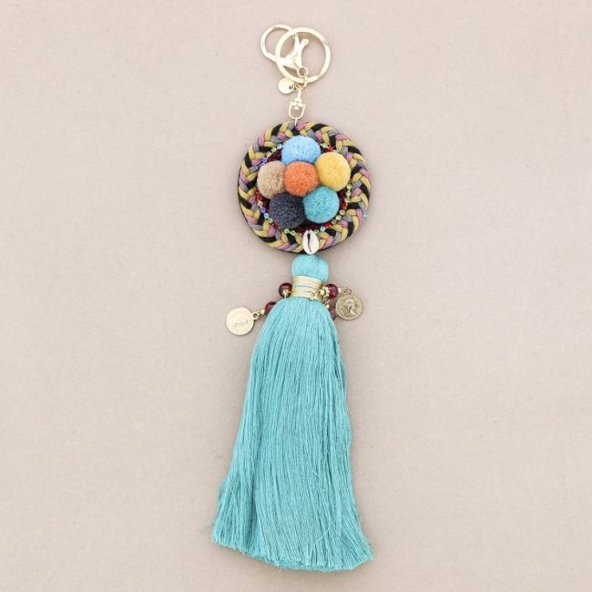 ETHNIC POMPOM FRINGE KEYCHAIN
