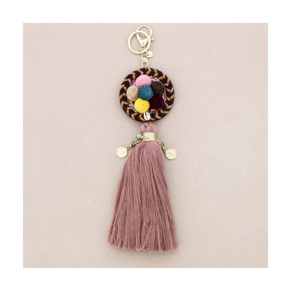 ETHNIC POMPOM FRINGE KEYCHAIN