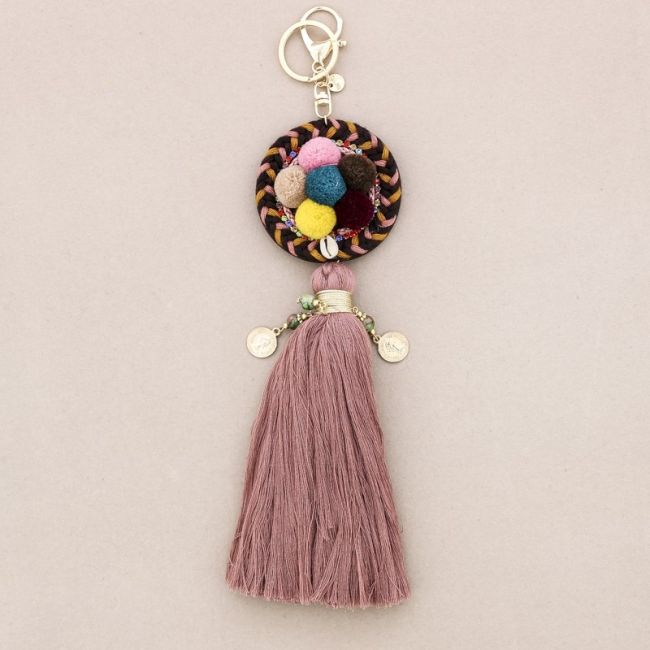 ETHNIC POMPOM FRINGE KEYCHAIN
