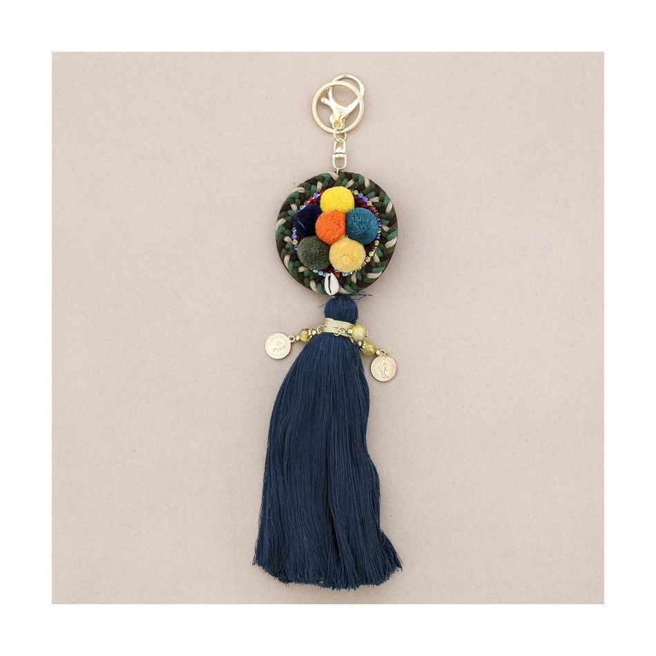 ETHNIC POMPOM FRINGE KEYCHAIN
