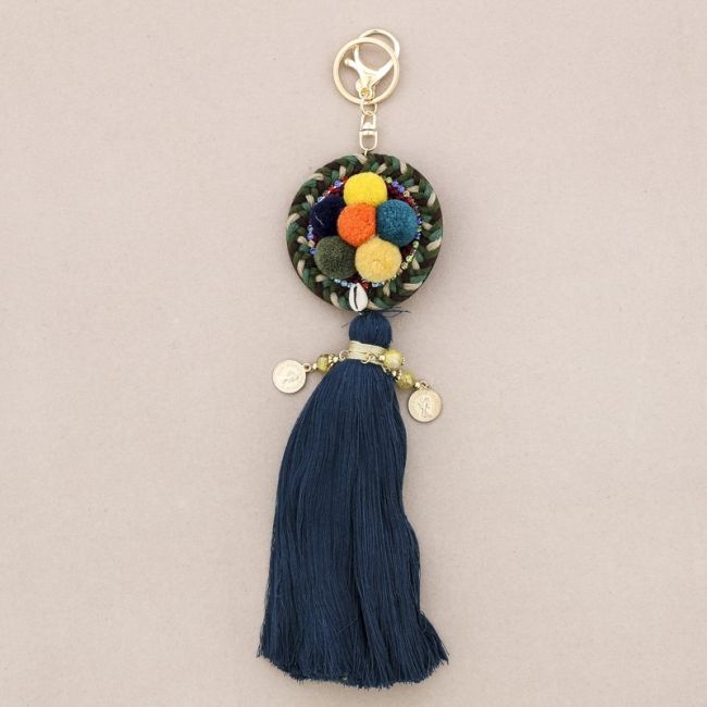 ETHNIC POMPOM FRINGE KEYCHAIN