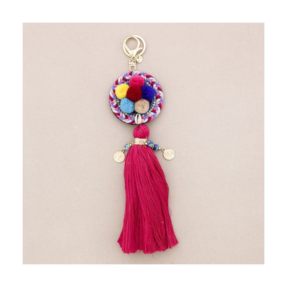 ETHNIC POMPOM FRINGE KEYCHAIN
