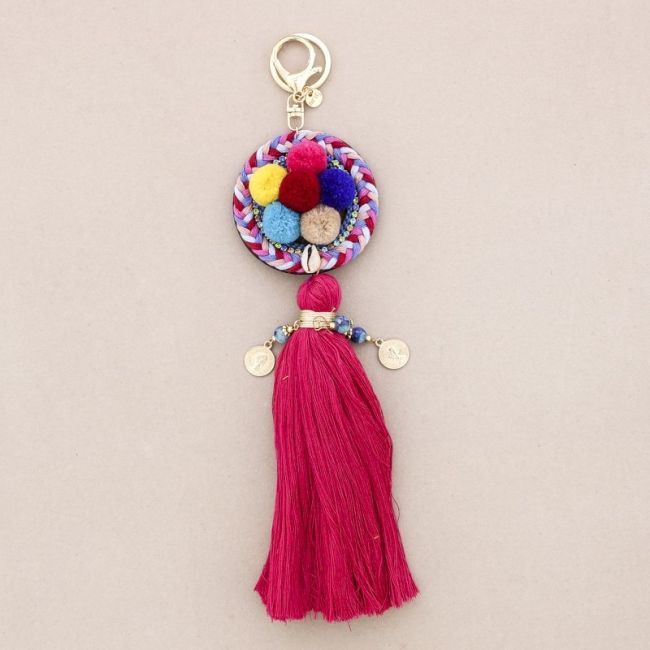 ETHNIC POMPOM FRINGE KEYCHAIN