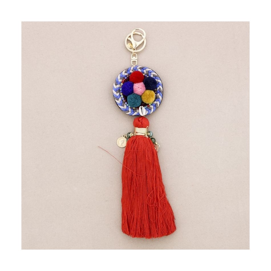 ETHNIC POMPOM FRINGE KEYCHAIN