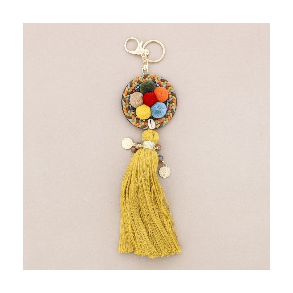 ETHNIC POMPOM FRINGE KEYCHAIN