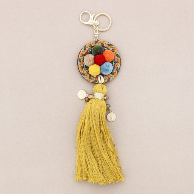 ETHNIC POMPOM FRINGE KEYCHAIN