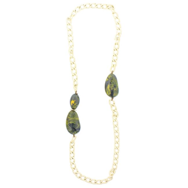 COLLAR LARGO CADENA CUENTAS RESINAS IRREGULARES