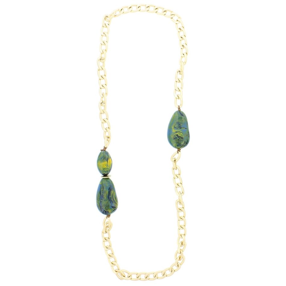 IRREGULAR RESIN BEADS LONG CHAIN NECKLACE