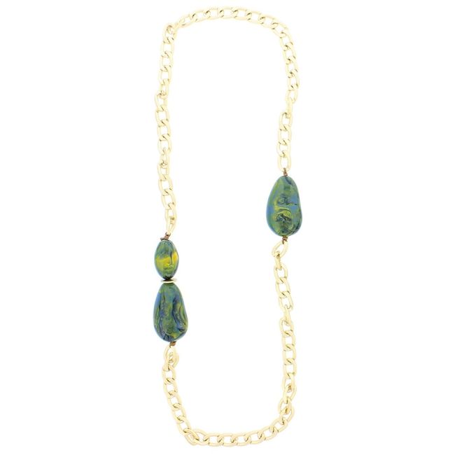 IRREGULAR RESIN BEADS LONG CHAIN NECKLACE