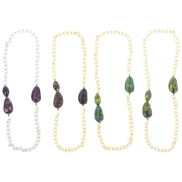 IRREGULAR RESIN BEADS LONG CHAIN NECKLACE 2