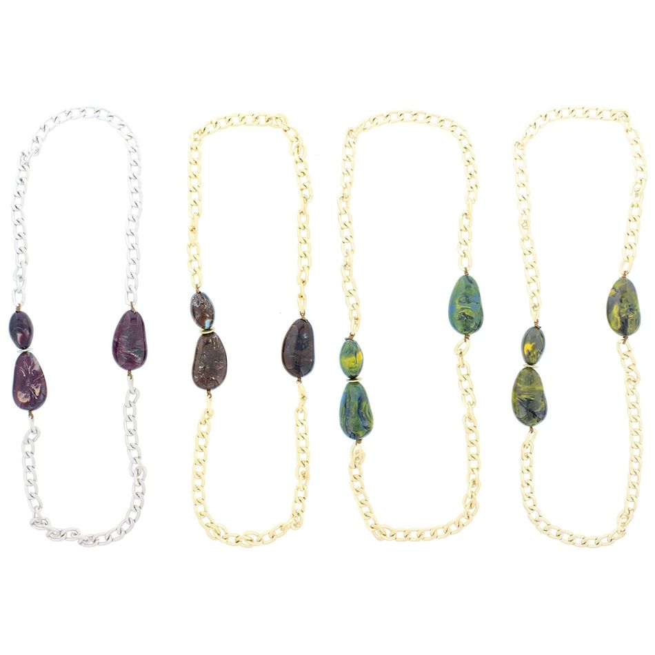 IRREGULAR RESIN BEADS LONG CHAIN NECKLACE