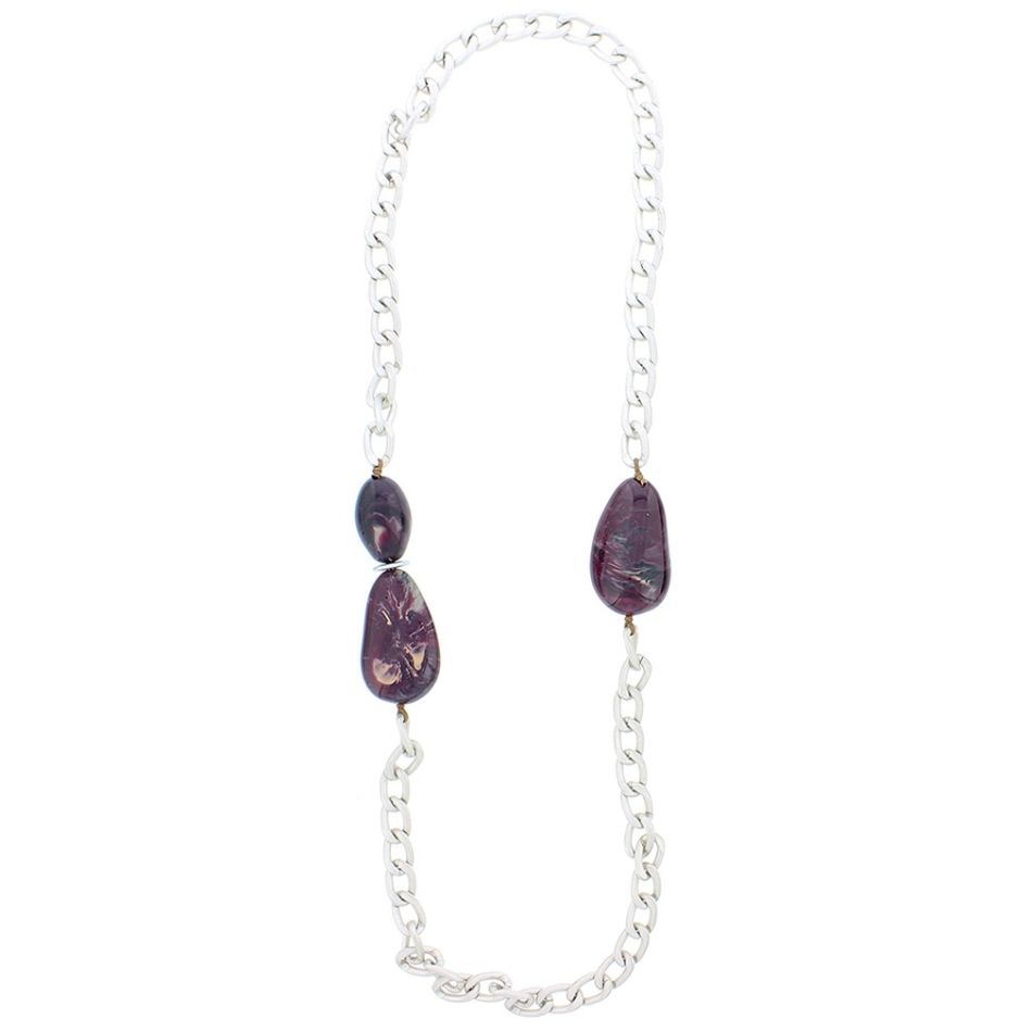 IRREGULAR RESIN BEADS LONG CHAIN NECKLACE