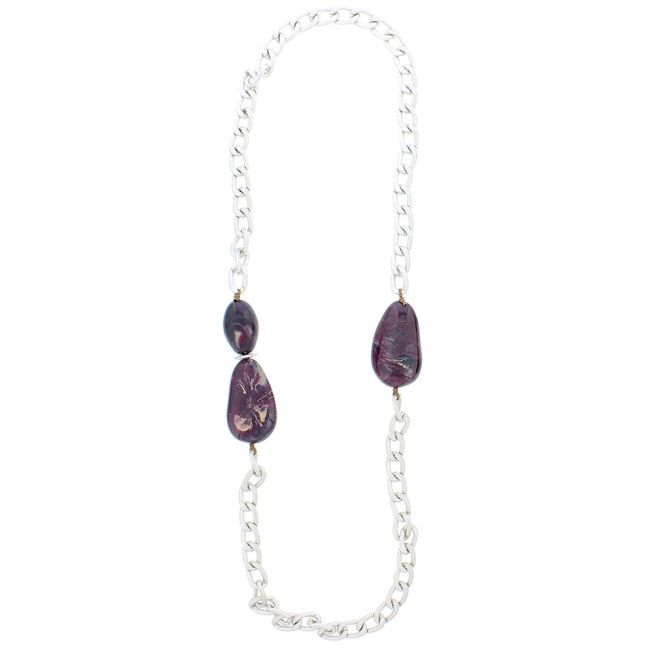 IRREGULAR RESIN BEADS LONG CHAIN NECKLACE