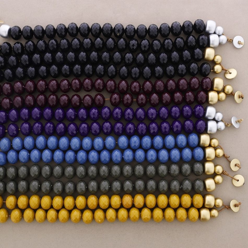 DOUBLE RESIN FACETED BEADS SHORT NECKLACE