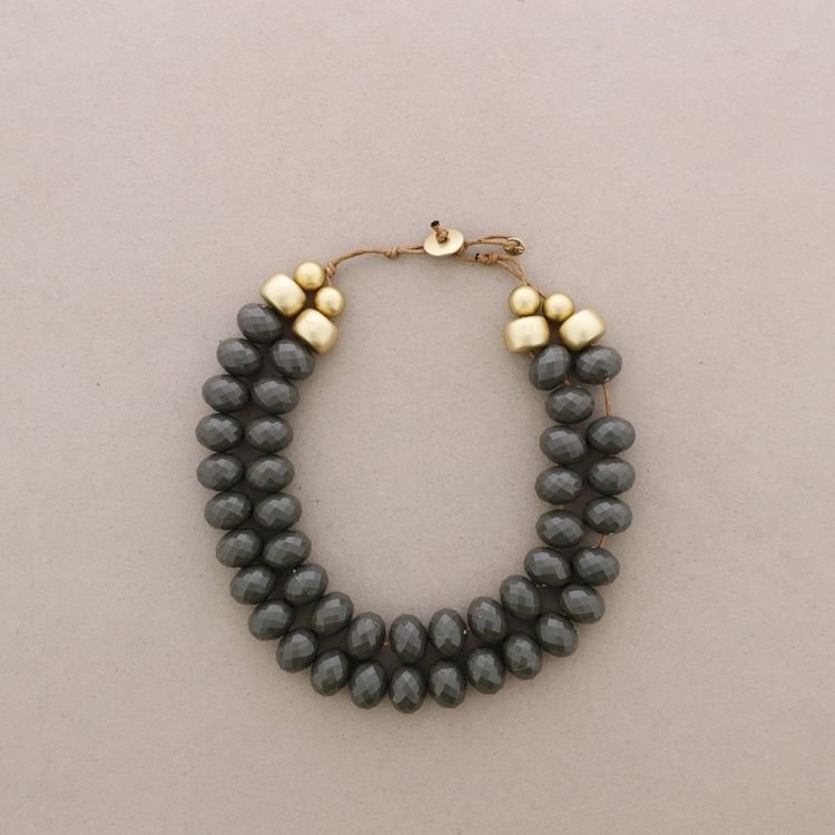 DOUBLE RESIN FACETED BEADS SHORT NECKLACE