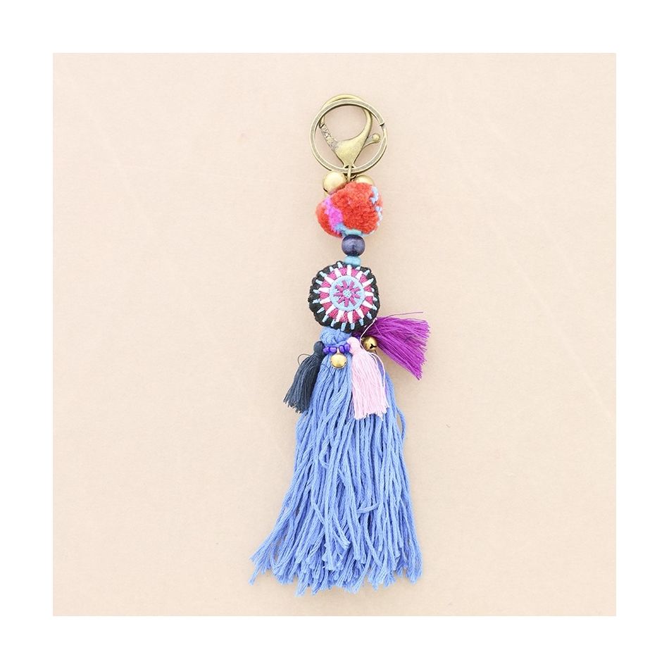 ETHNIC POMPOM FRINGE KEYCHAIN