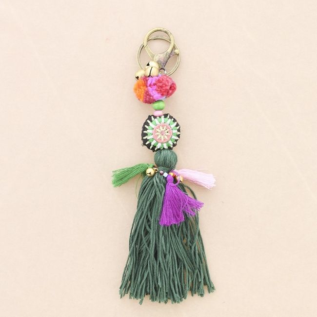 ETHNIC POMPOM FRINGE KEYCHAIN