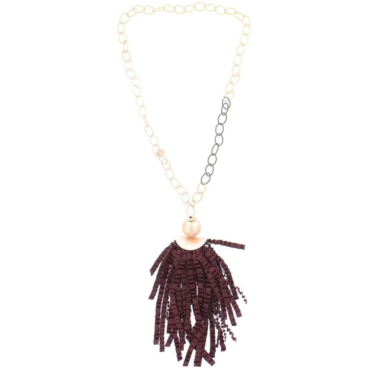COLLAR LARGO COLGANTE CINTA RASO RIZADO