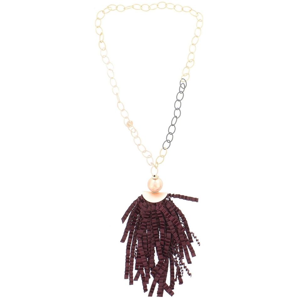 COLLAR LARGO COLGANTE CINTA RASO RIZADO