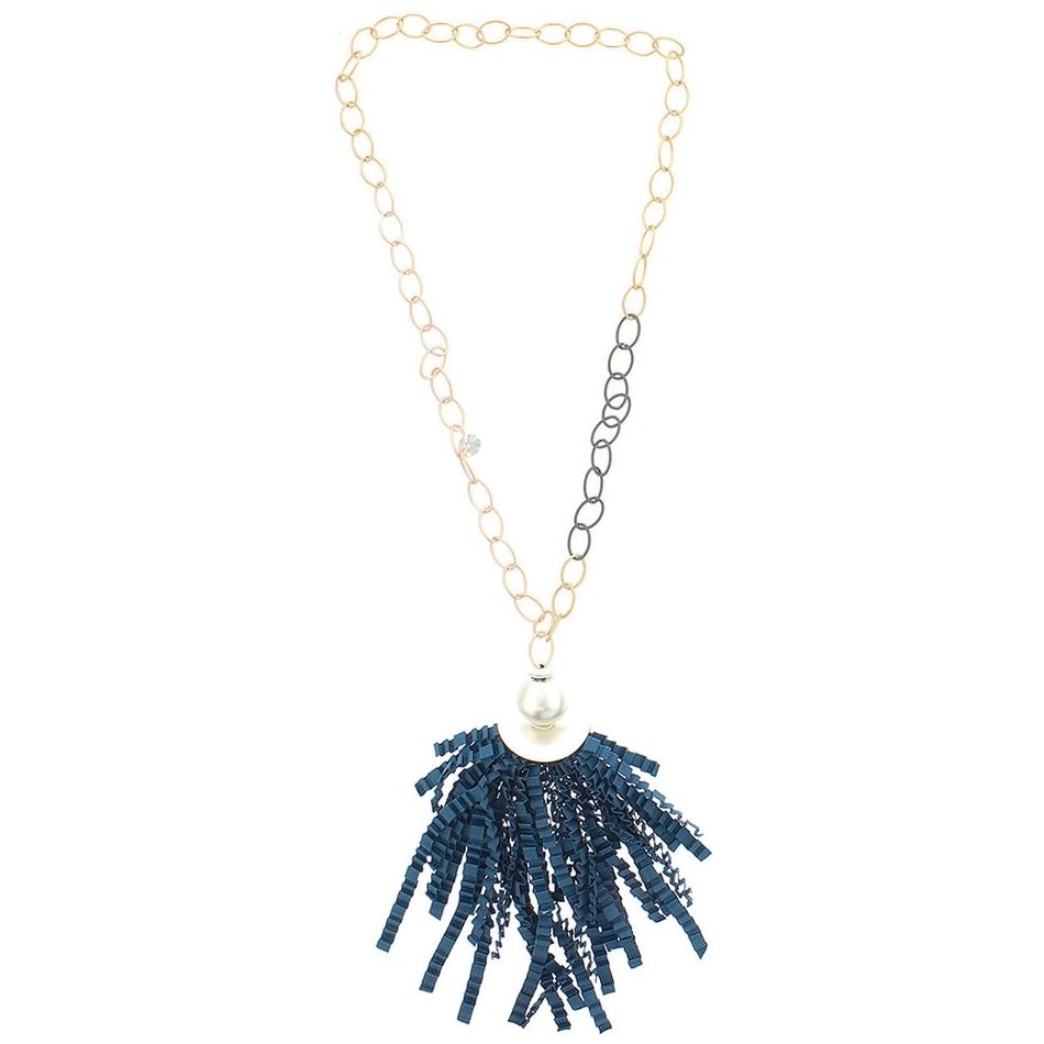 COLLAR LARGO COLGANTE CINTA RASO RIZADO