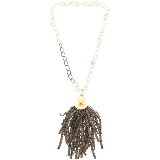 COLLAR LARGO COLGANTE CINTA RASO RIZADO