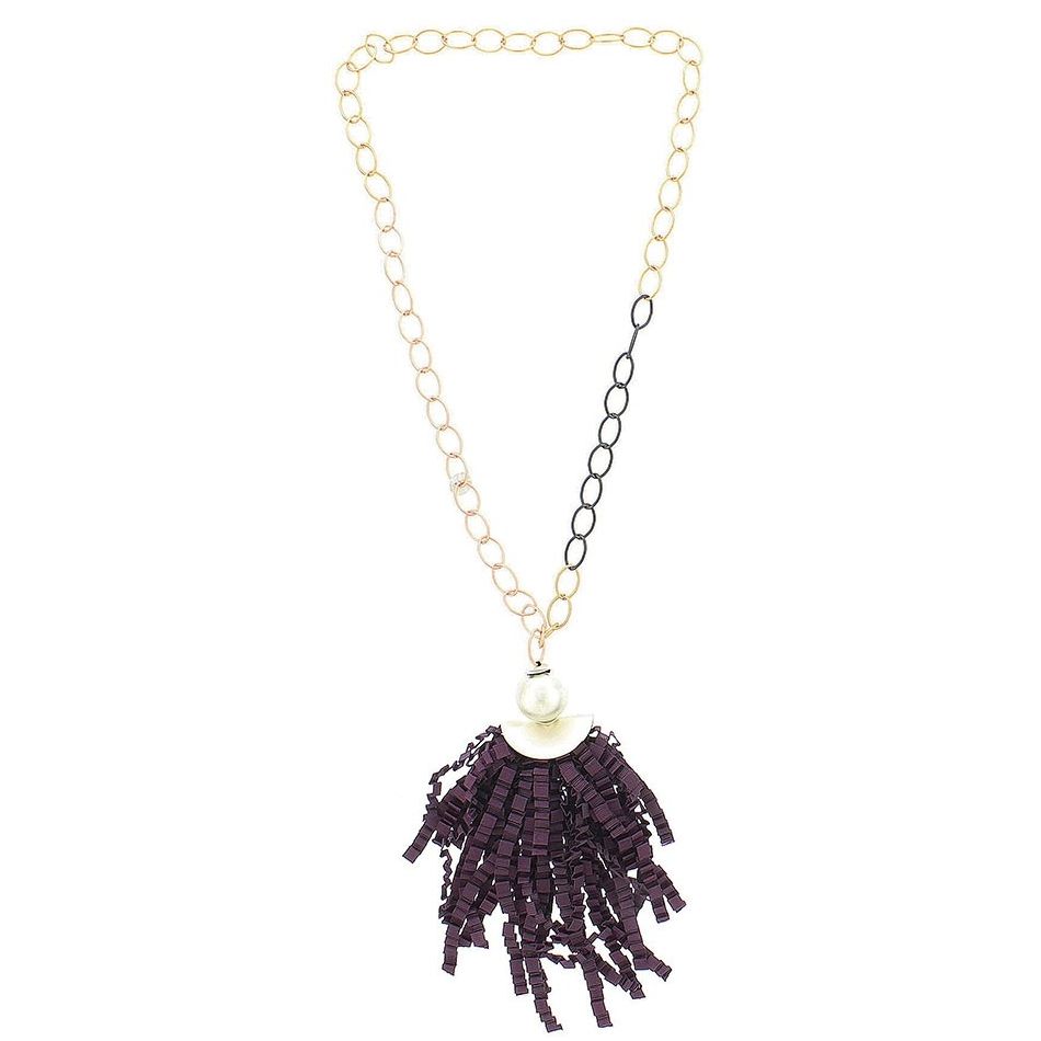 COLLAR LARGO COLGANTE CINTA RASO RIZADO