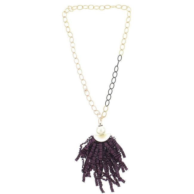COLLAR LARGO COLGANTE CINTA RASO RIZADO