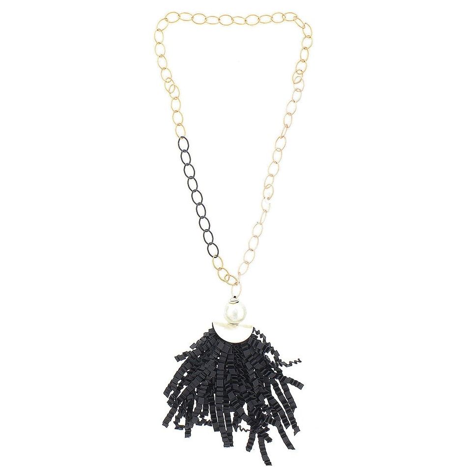 COLLAR LARGO COLGANTE CINTA RASO RIZADO