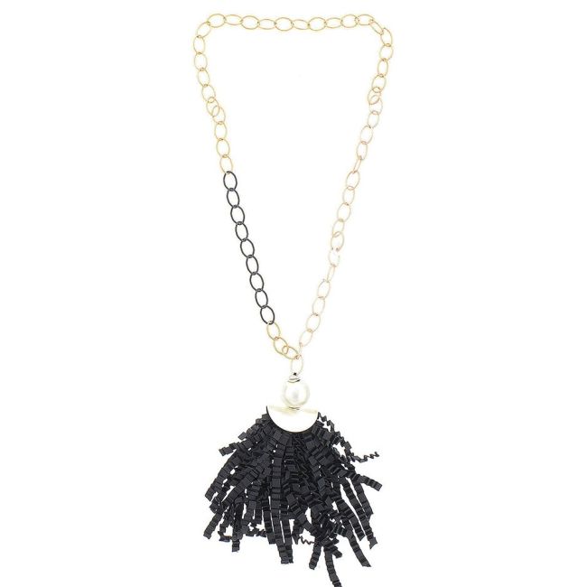 COLLAR LARGO COLGANTE CINTA RASO RIZADO