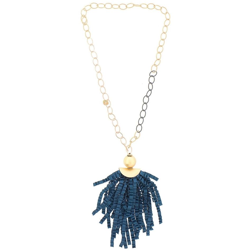 COLLAR LARGO COLGANTE CINTA RASO RIZADO