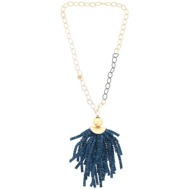COLLAR LARGO COLGANTE CINTA RASO RIZADO