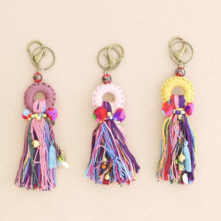 ETHNIC POMPOM FRINGE KEYCHAIN 2