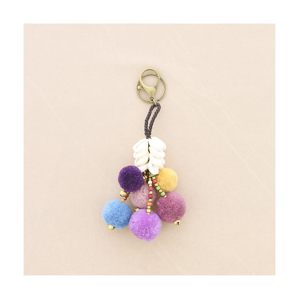 ETHNIC POMPOMS KEYCHAIN