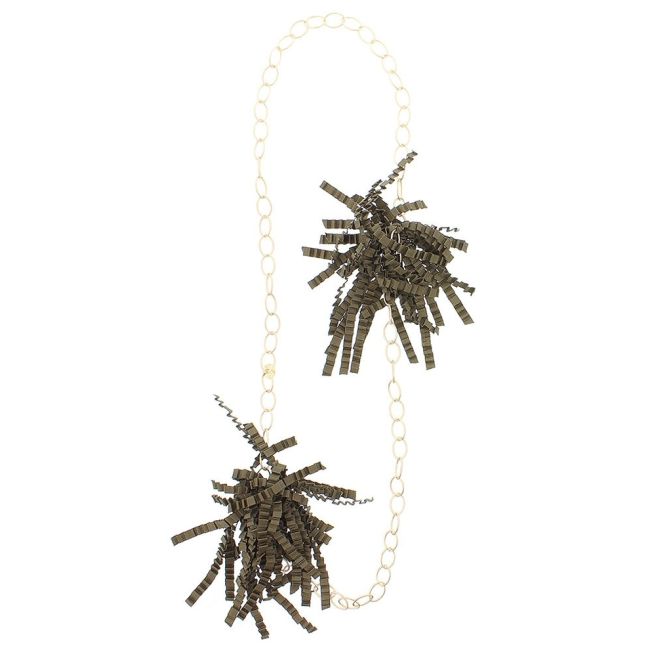 COLLAR LARGO DOBLE POMPÓN CINTA RASO RIZADO