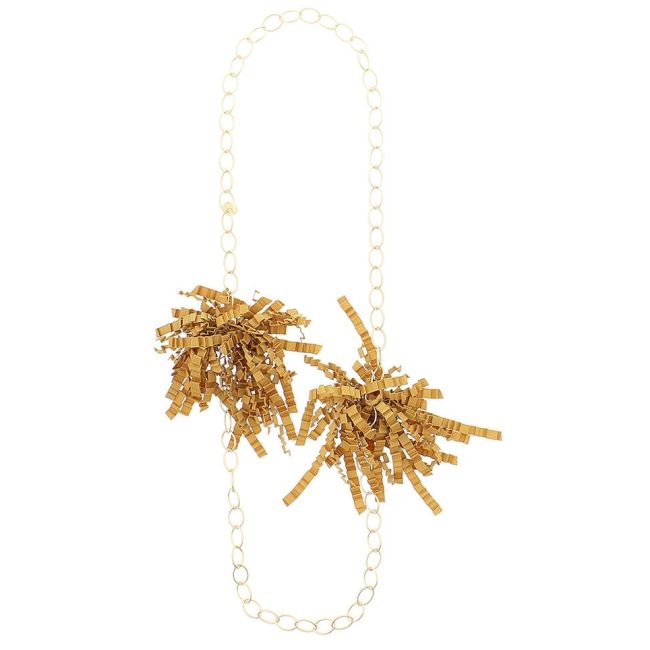 COLLAR LARGO DOBLE POMPÓN CINTA RASO RIZADO