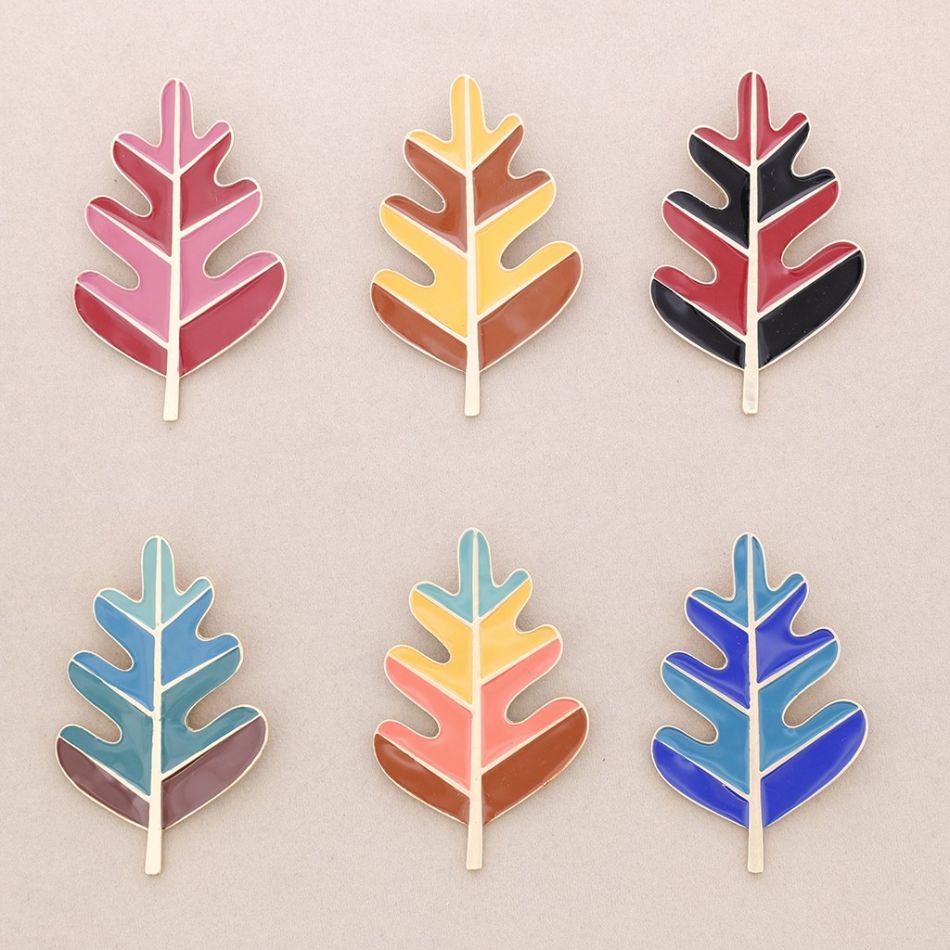 BROCHE HOJA METAL ESMALTE