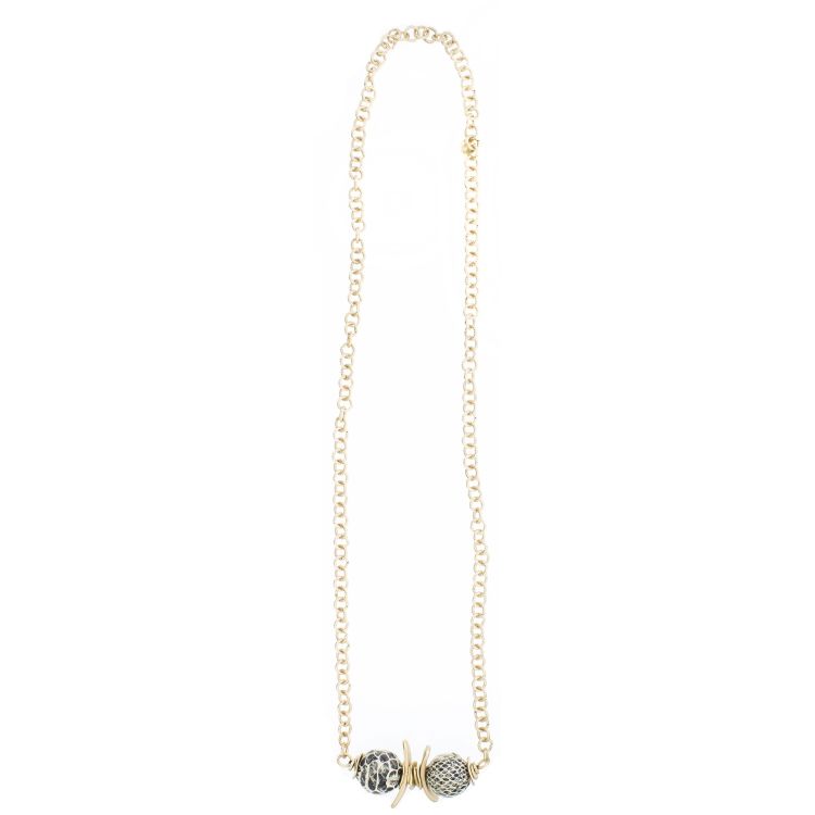 LONG SNAKE PRINT BALL CHAIN NECKLACE 2