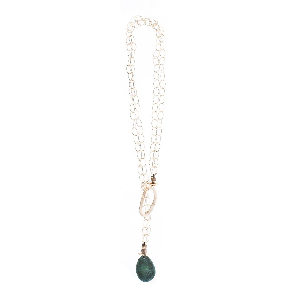 COLLAR LARGO ESLABONES COLGANTE PIEDRA